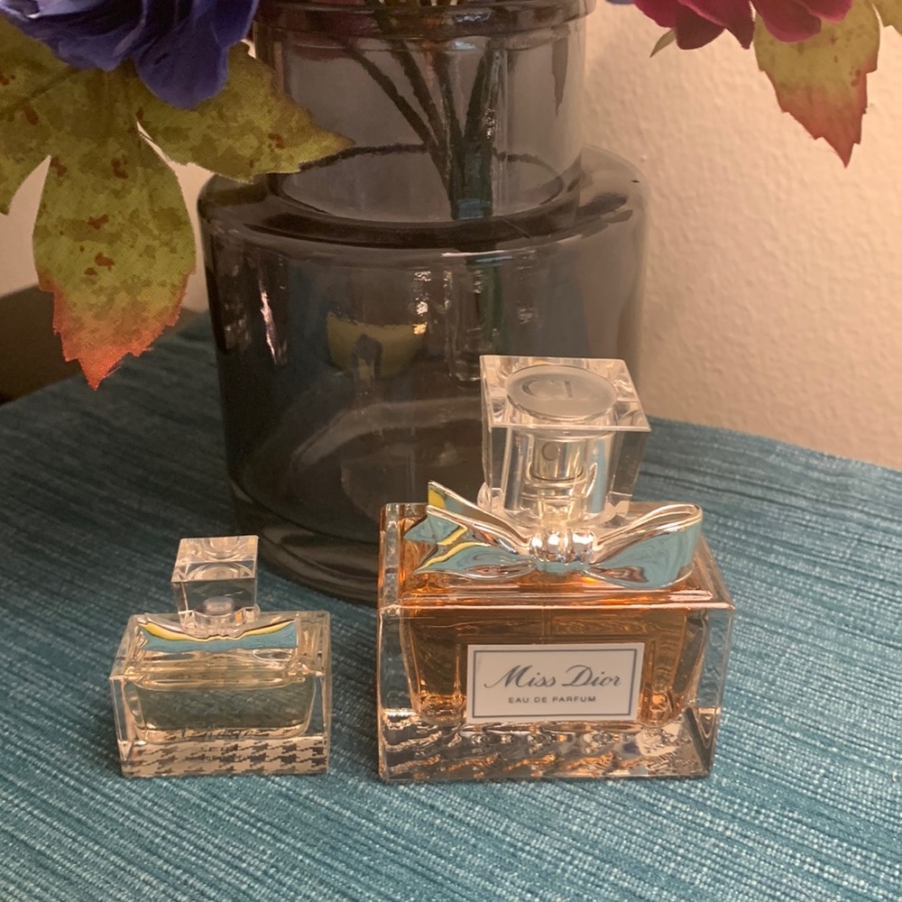 Miss Dior 1.0 oz bottle 95% full and mini Miss Dior Cherie EDP.